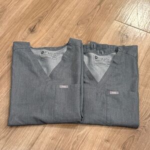 Women’s Figs Gray Scrub Tops x2